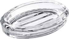 Glass Soap Dish for Bathroom Countertop, Shower, Kitchen Sink, Oval Heavy Bar So