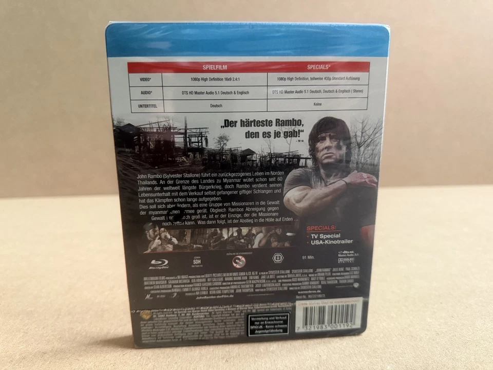 John Rambo 2008 Uncut Rated R Blu-ray Steelbook Tattoo Amazon excl. spio jk - Bild 2 von 4