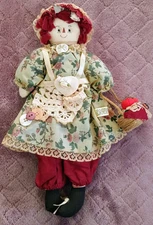 Lee & Leedallas Raggedy Ann 10" RAG DOLL w Apple Basket COUNTRY Decor