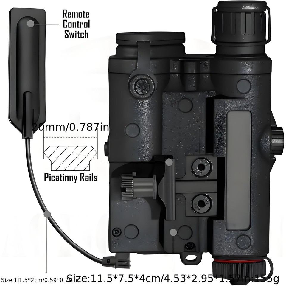 Laser PEQ-15 Airsoft – Laser IR + Laser Rouge + Lampe LED Blanche (Noir)