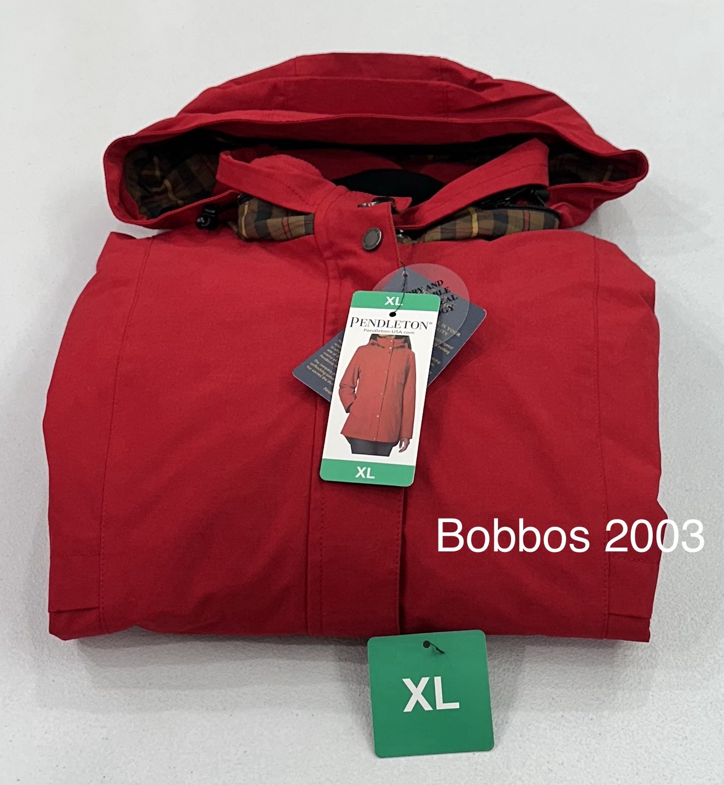 Pendleton Women's Full Zip Lined Rain Hooded Jacket Coat, Red, Size XL
