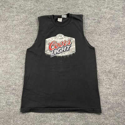 Vintage Y2K Coors Light Lager Beer Tank Top Large 21x29 Black