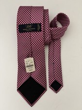 NEW Brooks Brothers 346 Pure Silk Necktie USA Geometric Pink / Dark Blue
