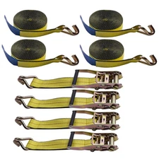 4 PACK Tie Down Straps Ratchet J Hook Heavy Duty 10000 lbs 2''x 27ft Universal