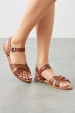 Dorothy Perkins Womens Sandals Tan Espadrille Wide Fit Cross Strap Flat