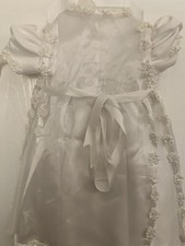 Baptism Gown Christening Formal Dress Flower Girl Bonnet White. Amazing Details