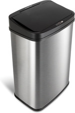 Automatic Touchless Motion Sensor Trash Can, 13 Gallon Stainless Steel, Black Li