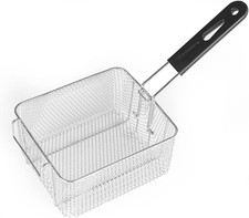 Stainless Steel Square Fry Basket with Rubber Handle Grip