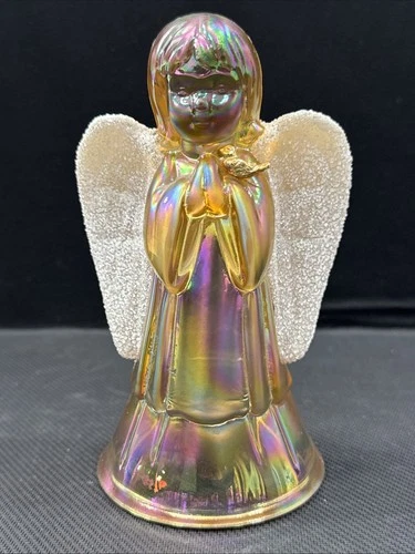 Fenton Iridescent Carnival Glass Angel Praying Figurine 5.5”