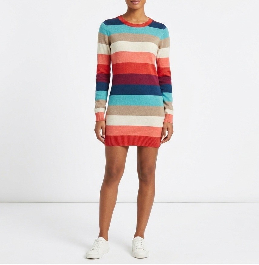 Vintage sheep Hair sweater dress SMALL stripes Long Sleeve Skyring womens