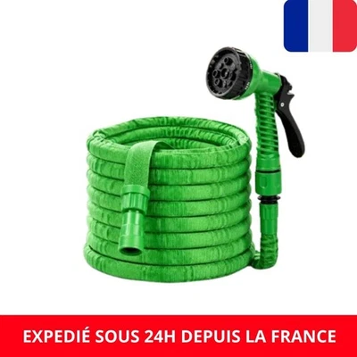 Tuyau d Arrosage Incassable Rétractable Premium + Pistolet 7 Jets Adaptateur - Photo 1/4