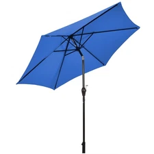 9Ft Outdoor Market Patio Table Umbrella Push Button Tilt Crank Lift Blue