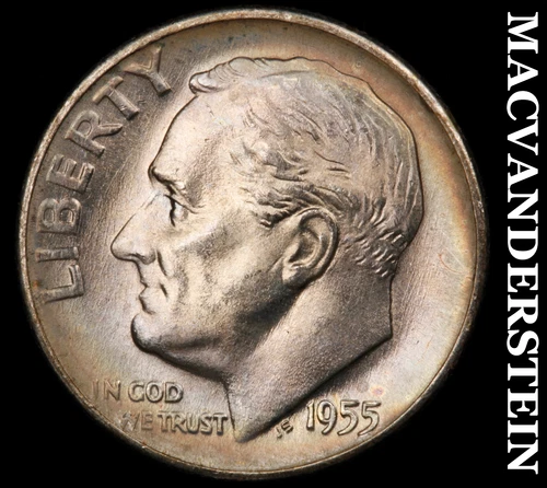 1955-D Roosevelt Dime- Silver- Choice Gem Brilliant Unc Luster No Reserve #J2694