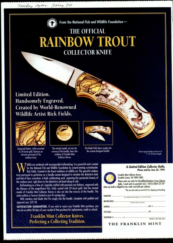 Juego completo, 24 cuchillos Rick B Field's Franklin como nuevos en exhibiciones de distribuidor-RARO Foto 3 de 4