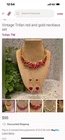 Trifari Vintage Red Gold Necklace and Earrings Set Fashion Jewelry for Women