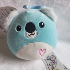 Squishmallow Paul Koala Plush Clip On Keychain Blue Valentine's Hearts #SH1