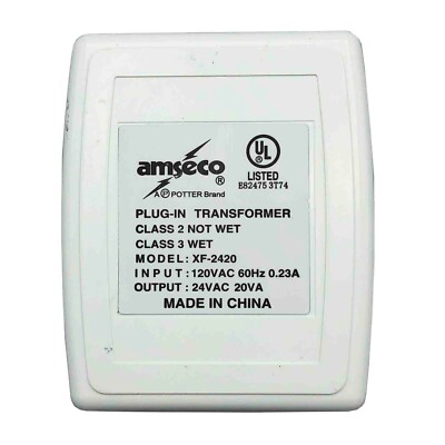 Original Amseco XF-2420 Plug-In Transformer 120VAC IN 24VAC Ausgang - Ul Listed