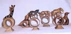 Hand Carved African Safari Animal Wooden Napkin Rings, Set of 6