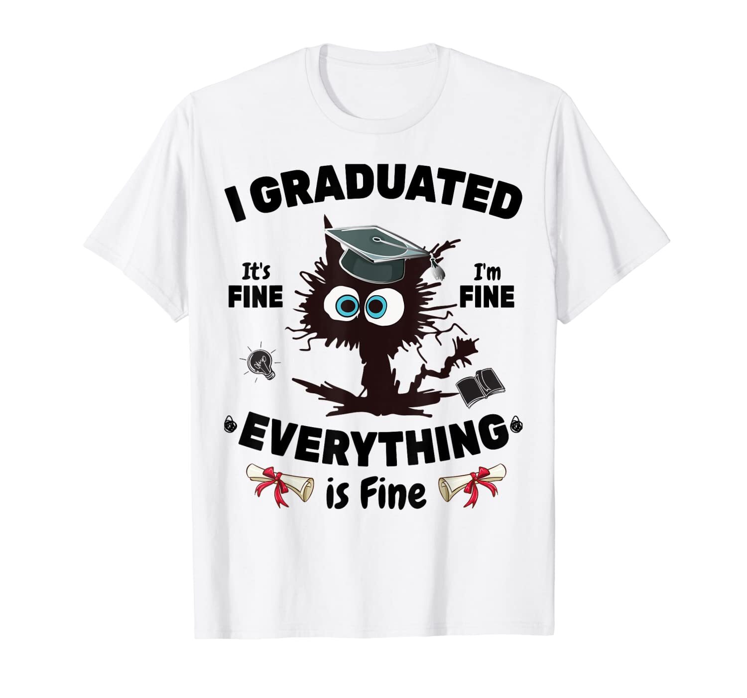USA I Graduated Graduate Class 2023 Funny Black Cat Graduation T-Shirt ...