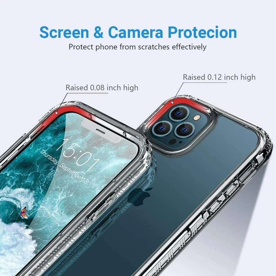 Funda transparente a prueba de golpes para iPhone 16 15 14 13 12 11 Pro Max Mini Xs XR 8 Plus Foto 2 de 4