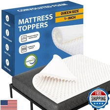 Greaton, 1-Inch Convoluted High Density Foam Mattress Topper, CertiPUR-US Cer