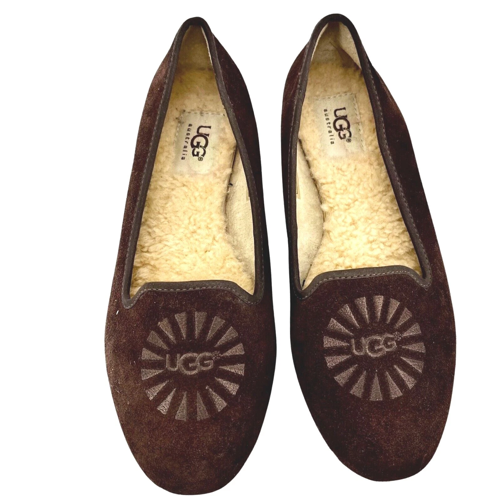 Mocassini scarpe basse UGG Australia Alloway in pelle scamosciata marrone misura 6M