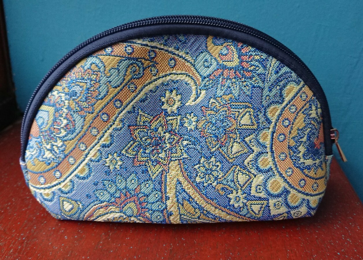 NEW Signare cosmetic bag Paisley print make up bag tapestry bag blue green blues