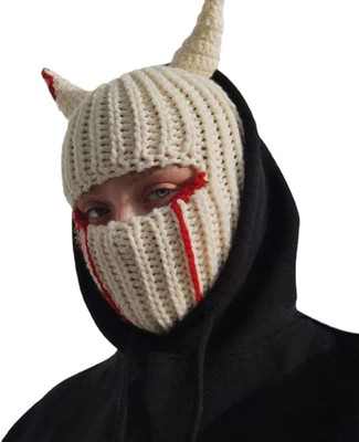 Funny Horns Creative Knitted Hat Beanies Warm Full Face Cover Ski Mask Hat Windp