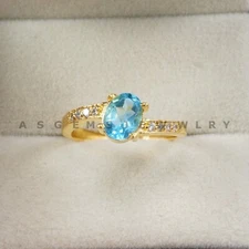 VVS Blue Topaz Gemstone With 925 Sterling Silver Wedding Ring For Women's #B187