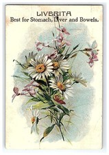 1880s Liverita Victorian Trade Card Nervita Medical Co Chicago IL Daisy Flower