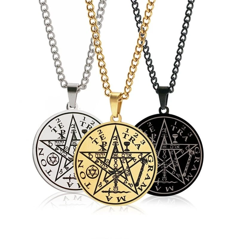 Pentagram Pentacle Tetragrammaton Pendant Chain Necklace Solomon