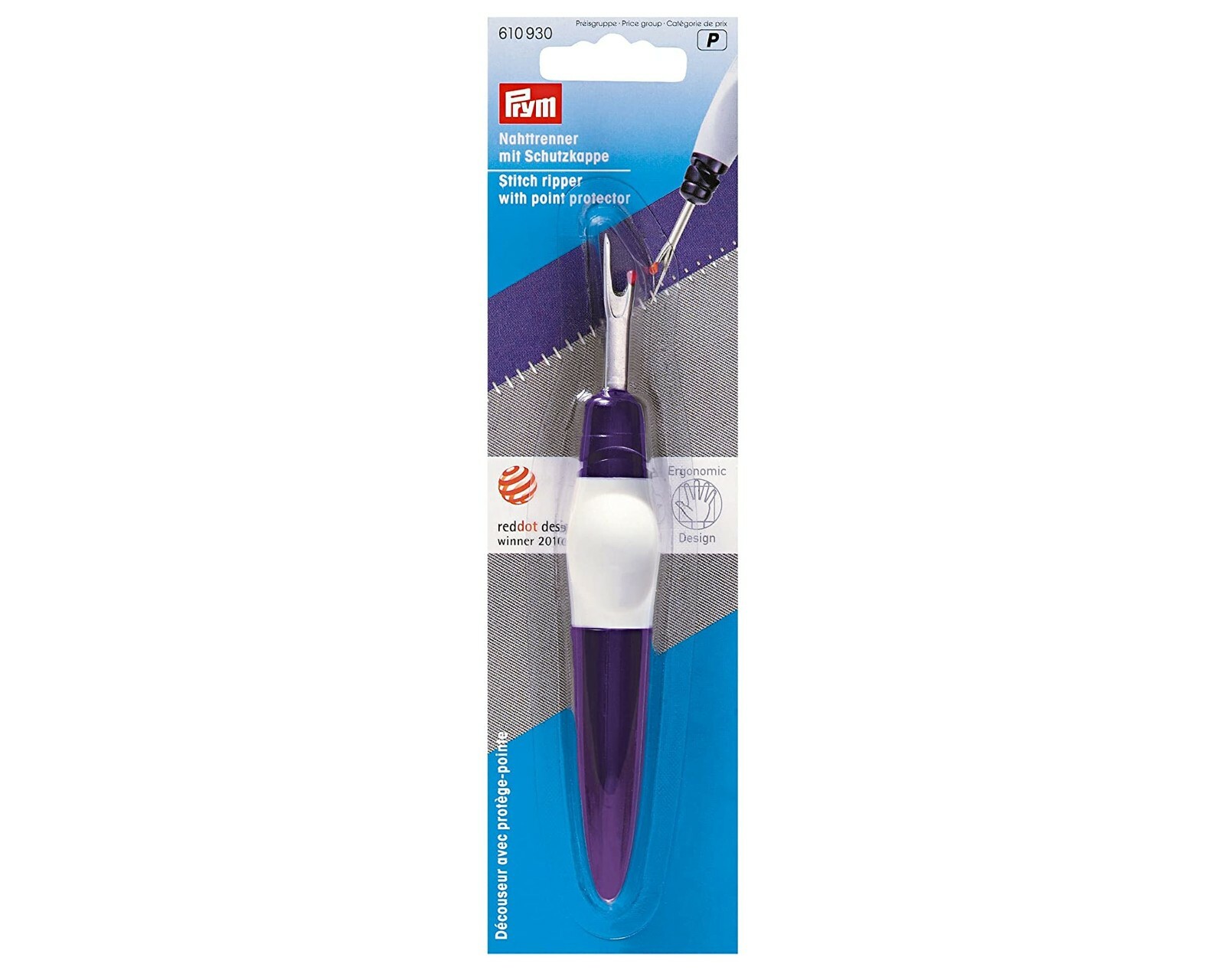 Prym Ergonomic Seam Ripper, Large Stitch Unpicker, 610930, Sewing Room Gift