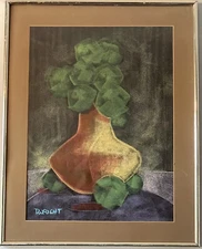 DON WRIGHT ANTIQUE MODERN STILL LIFE CUBISM FLOWERS PAINTING VINTAGE ABSTRACT 60