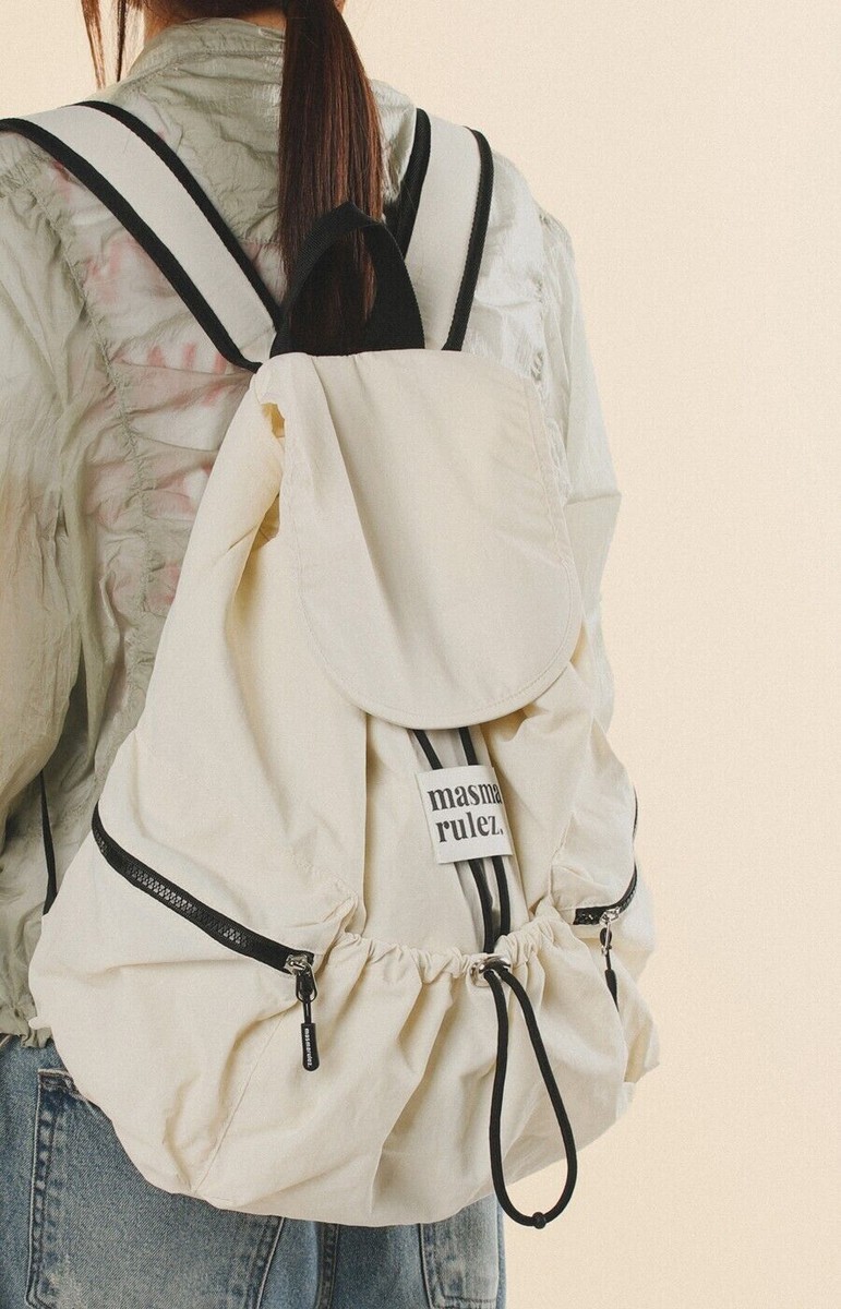 ★masmarulez★ String Flap Backpack Ivory Masmarulez] Korean String Flap Backpack Lightweight
