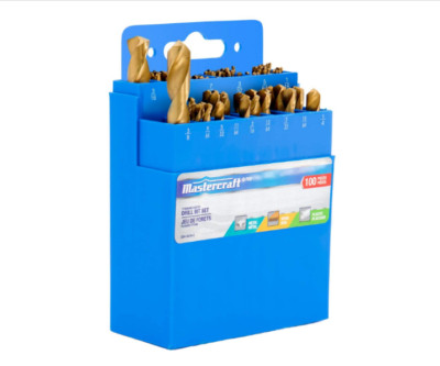 Mastercraft Titanium Twist Drill Bit Set | 100-Piece Coated High Speed Steel 
