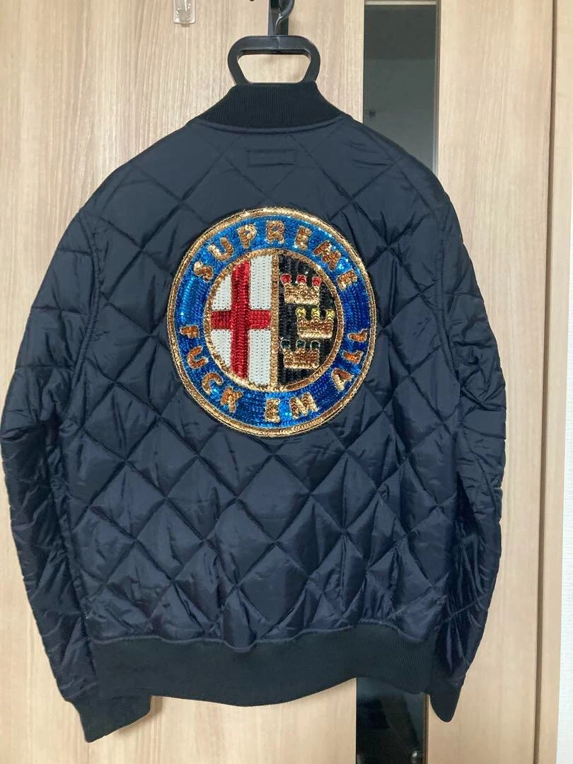 Blouson bombardier matelassé patch pailleté Supreme x Alfa Romeo   Taille M, excellent état