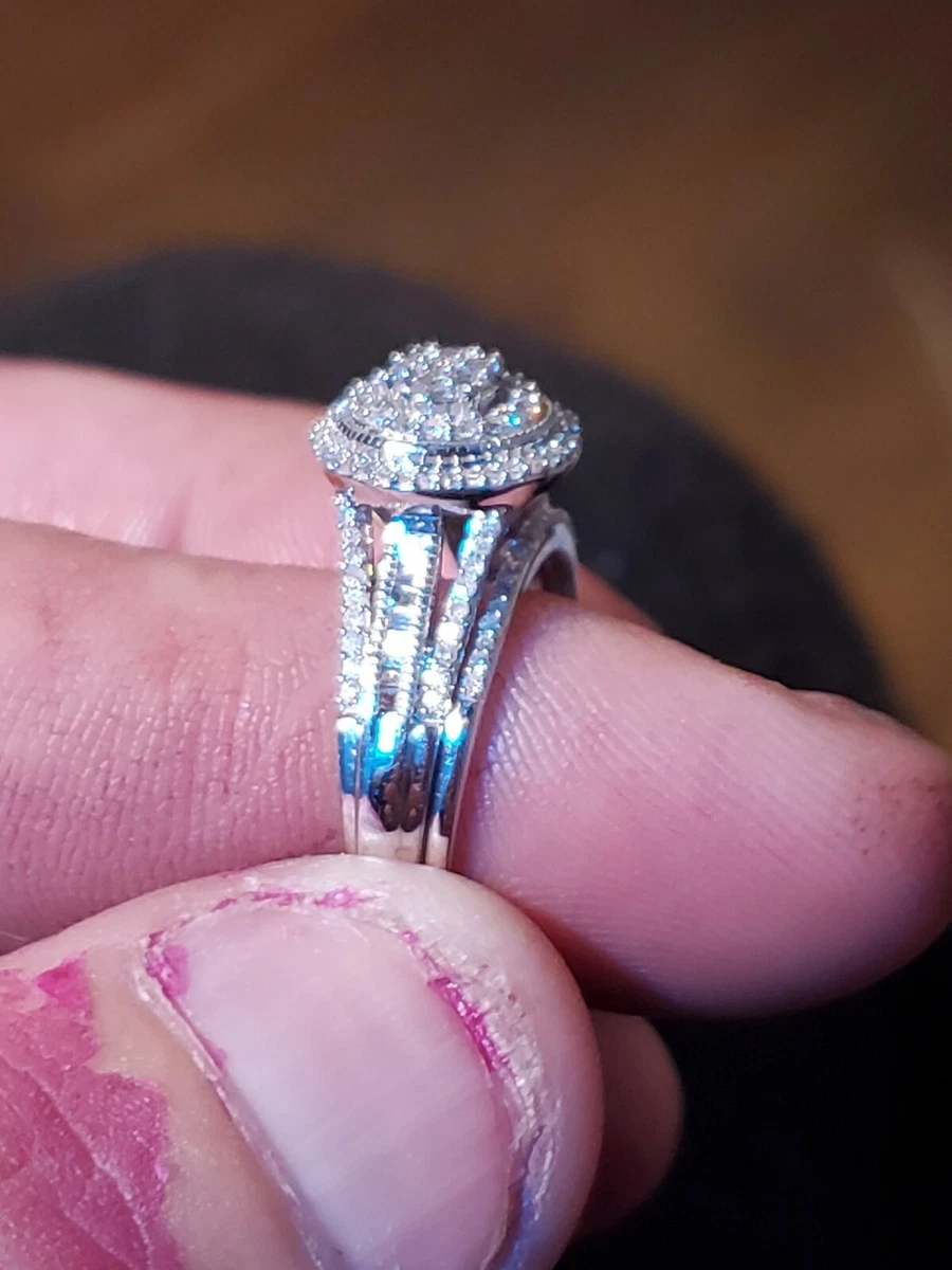 10k white gold genuine diamonds engagement ring size 7 Jewelry