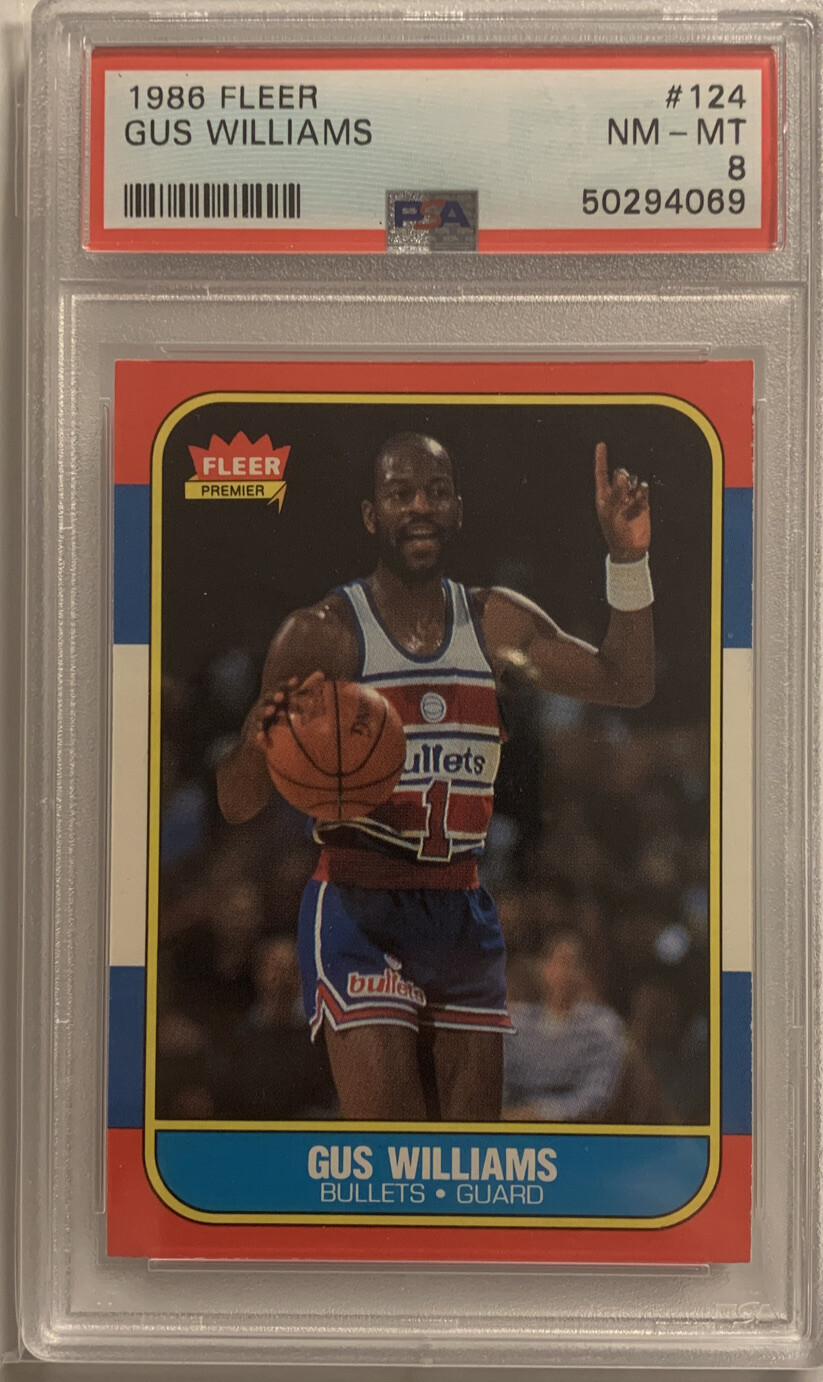 1986 Fleer Basketball #124 Gus Williams PSA 8 NM/Mint Washington Bullets