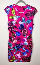 Ted Baker Midi Dress Hanging Garden Pink Floral Cap Sleeve Sheath Sz 3