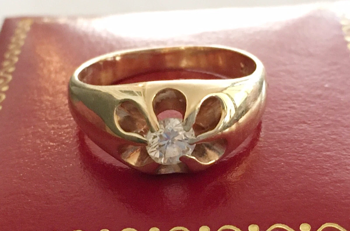 Antique Vintage 14k Yellow Gold Belcher Setting Diamond Ring eBay