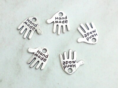 10x Anhänger Hand Made 13x12mm Charms Handmade Schmuck Deko Basteln Neu