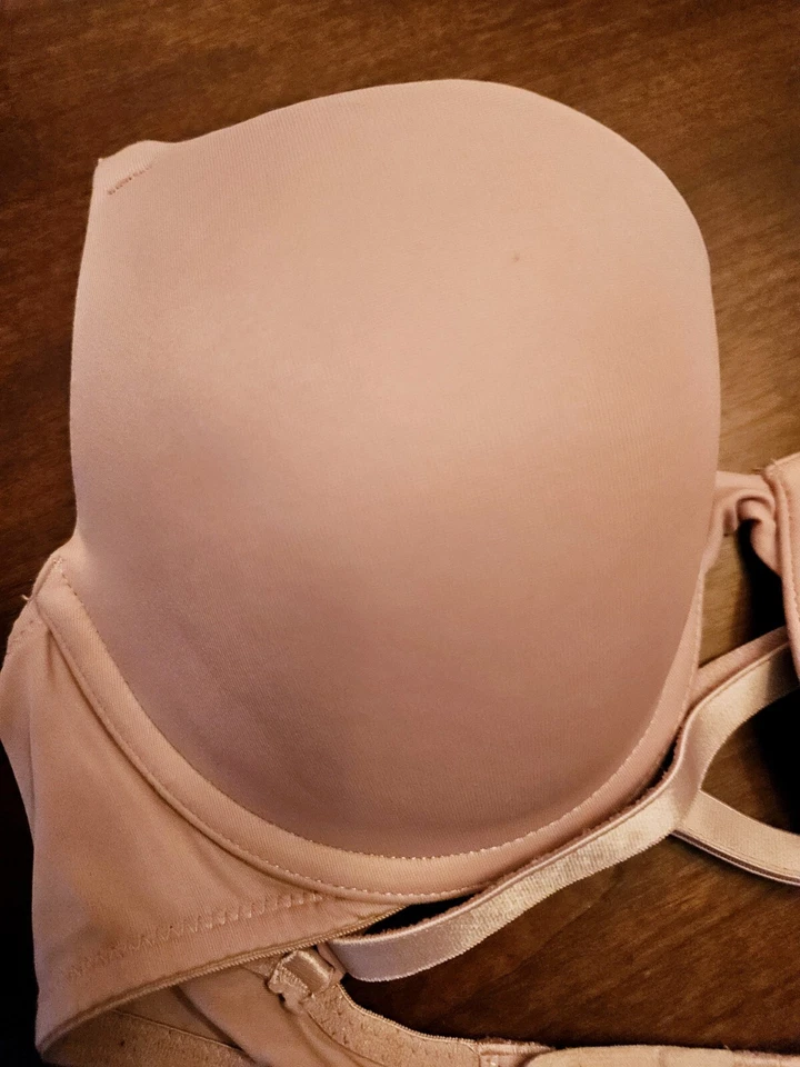 Victoria's Secret ROSA Wear Everywhere Camiseta Ligeramente Línea Beige Sujetador 32C Foto 4 de 4