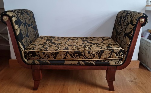 Bespoke Designer Upholstered Scroll Arm Small Seat Bench Stool - Picture 2 of 4