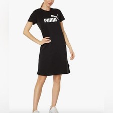Puma Women's Essentials Short Sleeve Graphic T-Shirt Dress Black Size Large