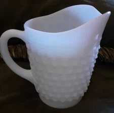 Vintage Fenton White Milk Glass 5” Hobnail Pitcher cottage charm