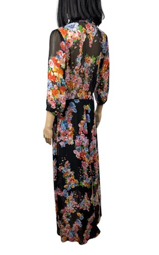 Ulyana Sergeenko Maxi Dress Floral Printed Mesh size L - Picture 7 of 14