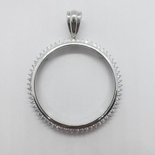 Sterling Silver Cubic Zirconia Silver Eagle Bezel CZ Halo 41 mm Coins Prong Back