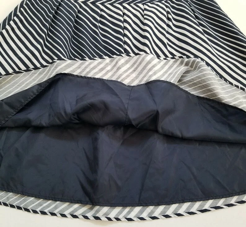 Falda Ashley Stewart Para Mujer 18W Azul Blanco Rayas Diagonales Forrada Cremallera Lateral Foto 3 de 4