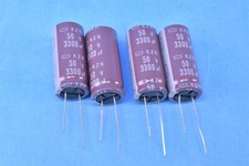 Lot of 4 Chemi-Con 3300 F 50V Aluminum Electrolytic Capacitor EKZN500ELL332MM40S