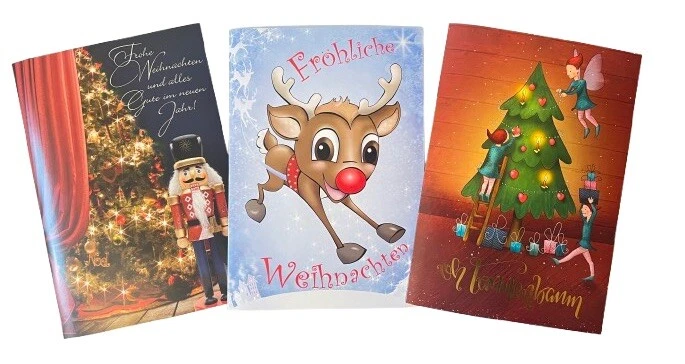 Weihnachtskarten mit Sound + Licht / Musik / Oh Tannenbaum, Nutcracker, Rudolph